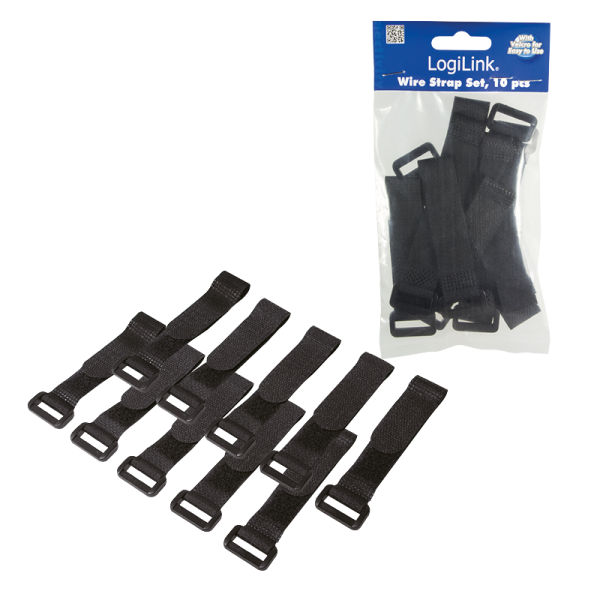 Logilink čičak trakice za vezivanje kablova 150 x 20 mm, 10kom, crna