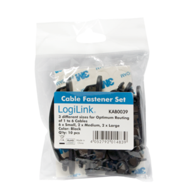 LogiLink držač kablova -  set 10 komada, crni