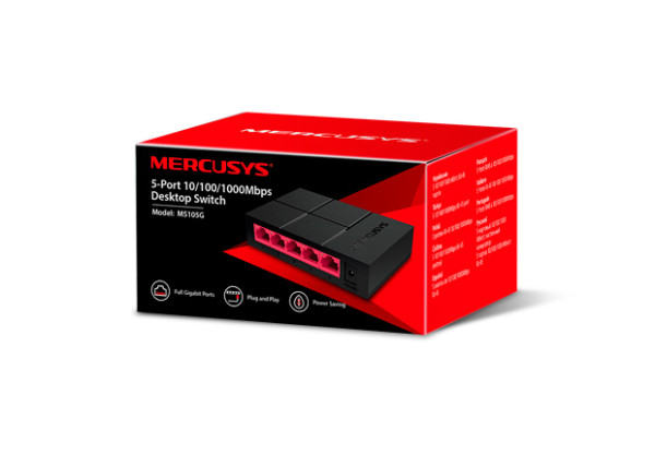 Mercusys MS105G, 5-Port 10/100/1000 Mbps Desktop Switch