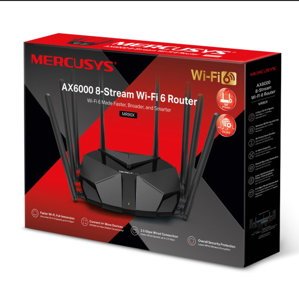 Mercusys MR90X , xv1, AX6000 8-Stream Wi-Fi 6 Router