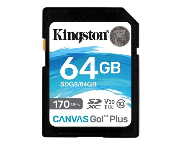 KINGSTON U3 V30 SDXC 64GB Canvas Go Plus 170R C10 UHS-I SDG364GB