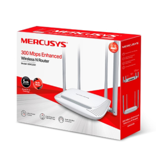 Mercusys MW325R v3,WiFi4 300Mbps Enhanced Wireless N Router, 4 x 5dbi