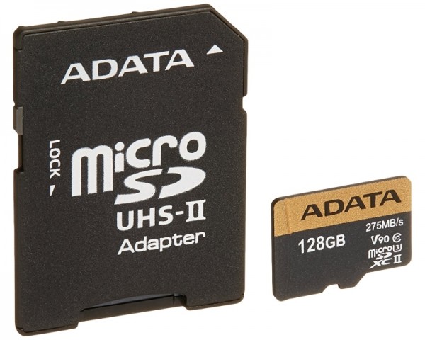 A-DATA UHS-II U3 MicroSDXC 128GB class 10 + adapter AUSDX128GUII3CL10-CA1