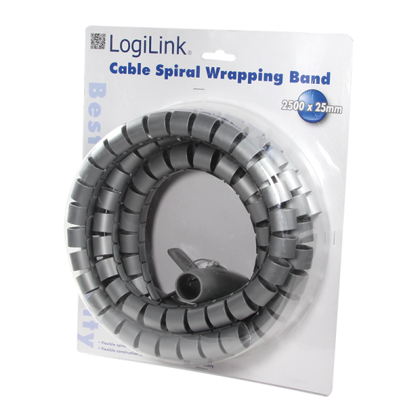 LogiLink spiralni držač za kablove  2.5m x 25mm srebrni