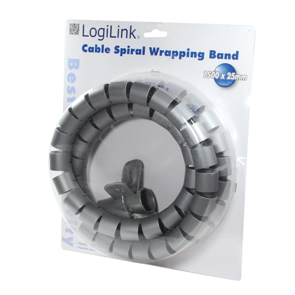 LogiLink spiralni držač za kablove  1.5m x 28mm srebrni