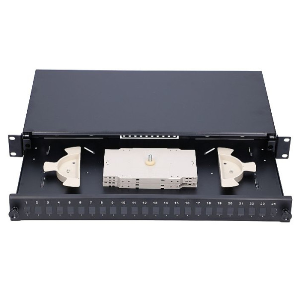 Extralink Patch panel 24 Simplex SC / 24 porta sa kasetom, bez modula, crni
