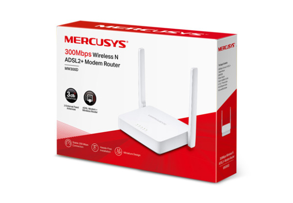 Mercusys MW300D, 300Mbps Wireless N ADSL2+ Modem Router