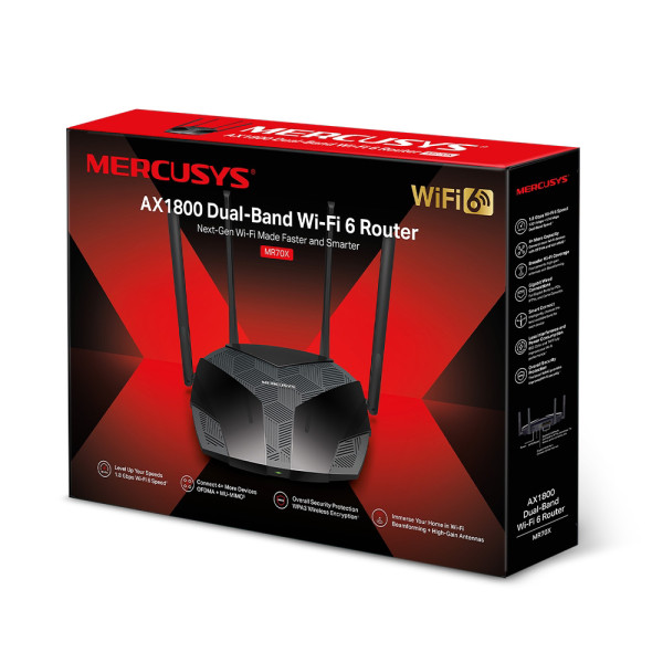 Mercusys MR70X, AX1800 Dual-Band WiFi 6 Router