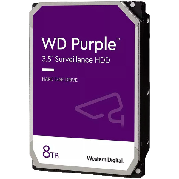 HDD Video Surveillance WD Purple 8TB CMR, 3.5, 256MB, 5640 RPM, SATA, TBW: 180 ( WD85PURZ )