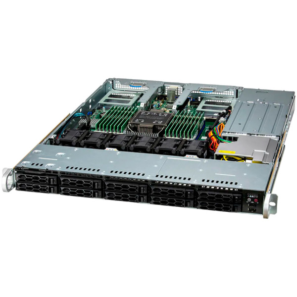 Supermicro SYS-111C-NR, Gold 6526Y, 4x 32GB DDR5, 480GB M.2 NVMe, 2x 1.92TB U.2 NVMe, IPMI BMC, 2x 25GbE SFP28, 860W Redundant Ti, TPM, QR 