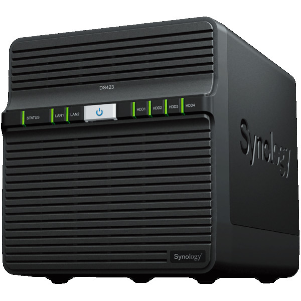 Synology DiskStation DS423, Tower, 4-Bays 3.5 SATA HDDSSD, CPU 4-core 1.7 GHz, 2 GB DDR4 non-ECC, 2 x 1GbE RJ-45, 2 X USB 3.2, 2.21 kg, 2y 
