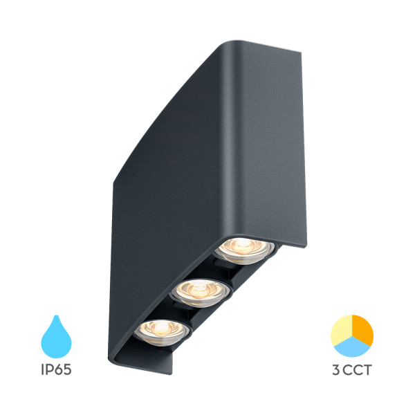 BRY-VECTOR-B-WL-SIVA-6x1W-3U1-IP65-ZIDNA SVETILJKA