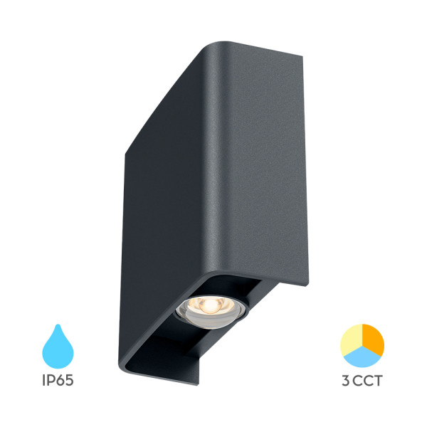 BRY-VECTOR-B-WL-SIVA-2x1W-3U1-IP65-ZIDNA BAŠTENSKA SVETILJKA