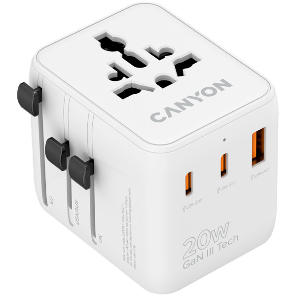 CANYON Travel Adapter OnTour 20 EUUKUSAUS 20W  White ( CNS-TA20W1005W ) 