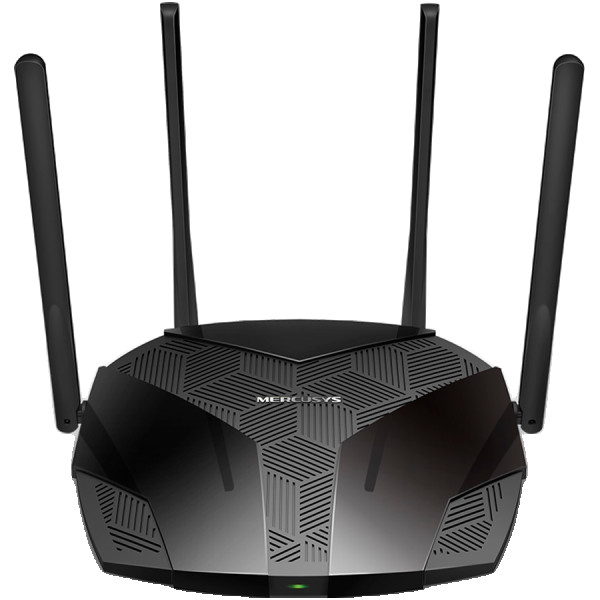 Mercusys MR80X AX3000 Dual-Band Wi-Fi 6 Router, 574 Mbps at 2.4 GHz + 2402 Mbps at 5 GHz, 4× Fixed External Antennas, 3× G LAN Ports, 1× G 